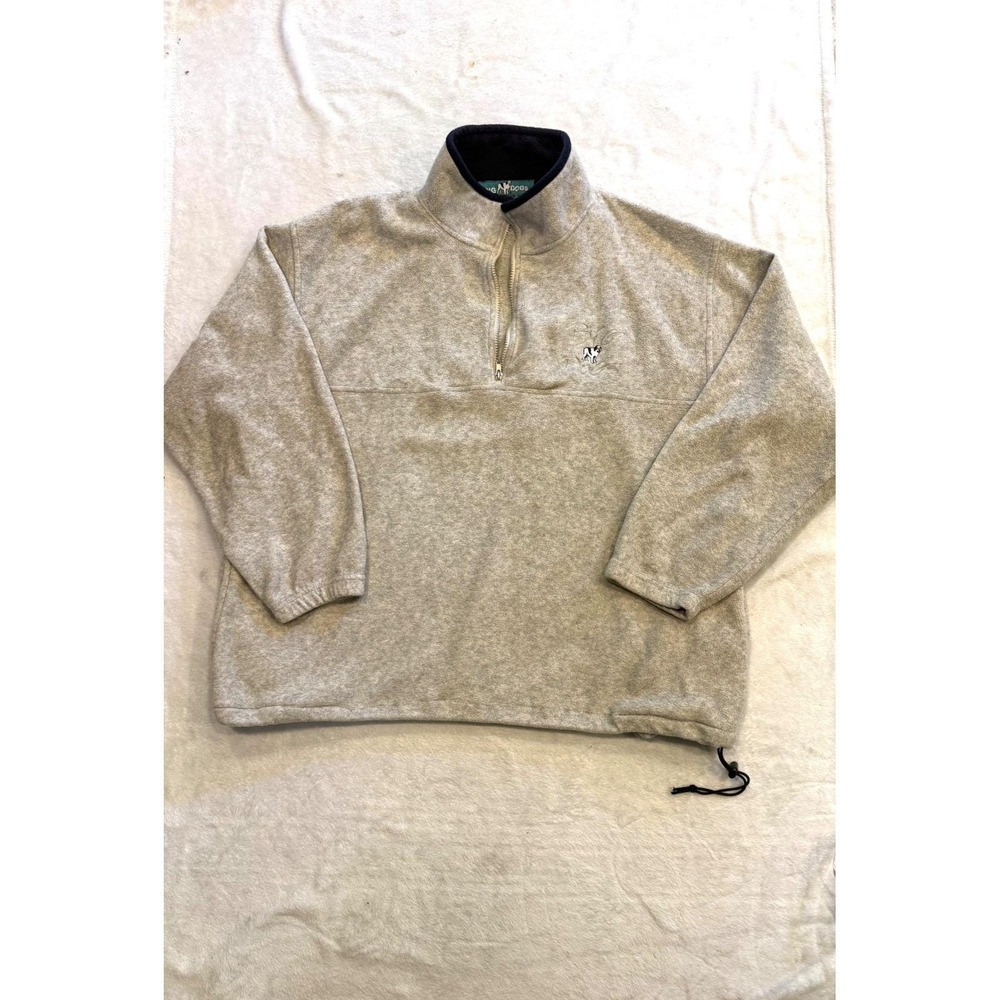 Vintage Big Dogs Fleece Pullover Quarter Zip Gray Embroidered 90s Mens 2X
